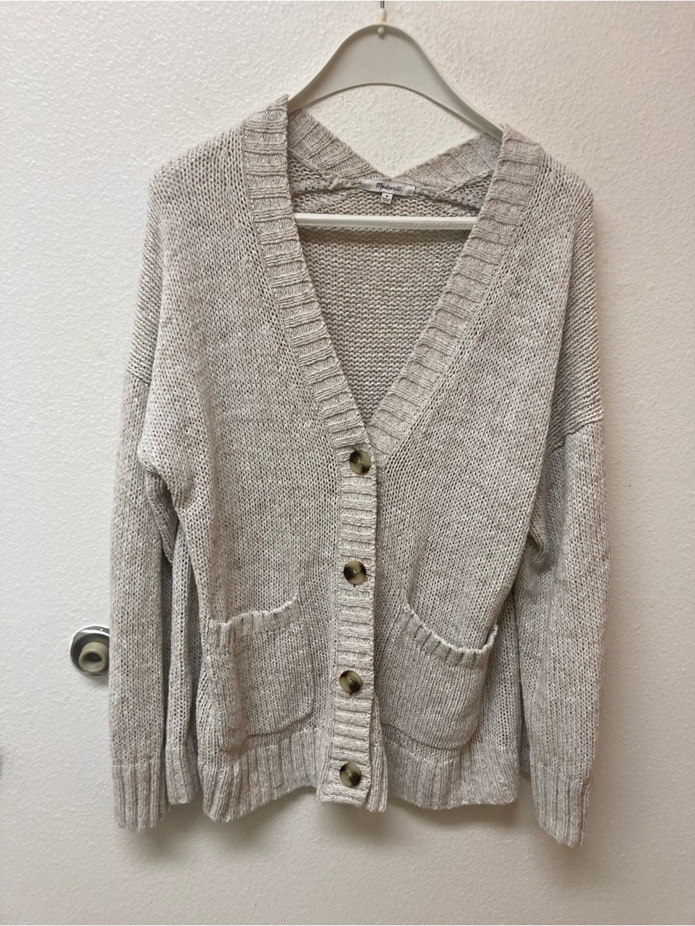 MADEWELL Oatmeal Long Cardigan Academia Natural Fiber Soft (M)